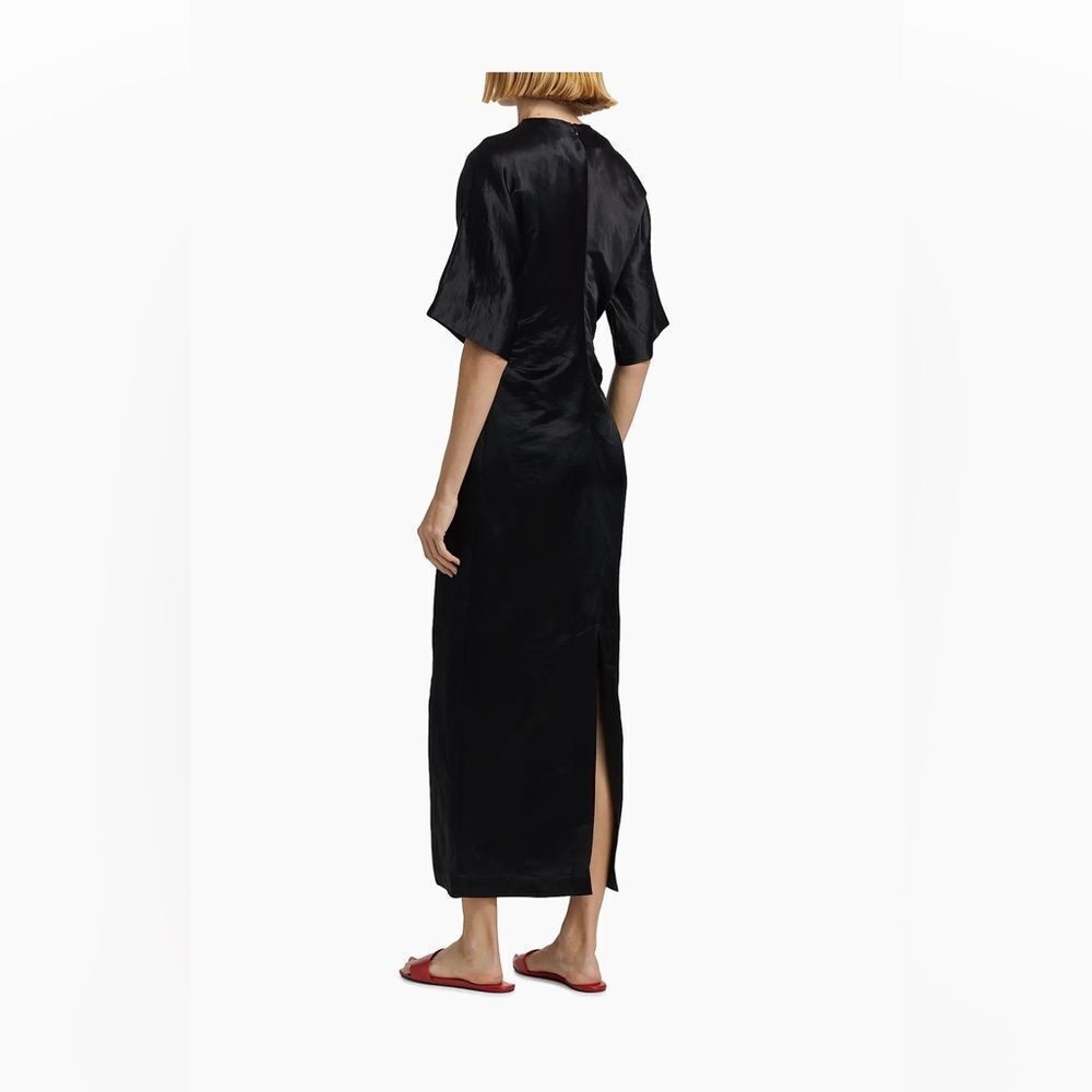 NWT Loulou De Saison Ruby Fitted Short Sleeve Dress In Black Silk Blend M $500 - Picture 2 of 4